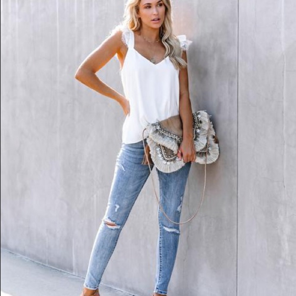 LAST ONE -Picturesque Lace Detailed Tank - White - Picture 5 of 8